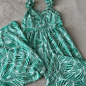 Japna Green and White Wide Leg Jumpsuit